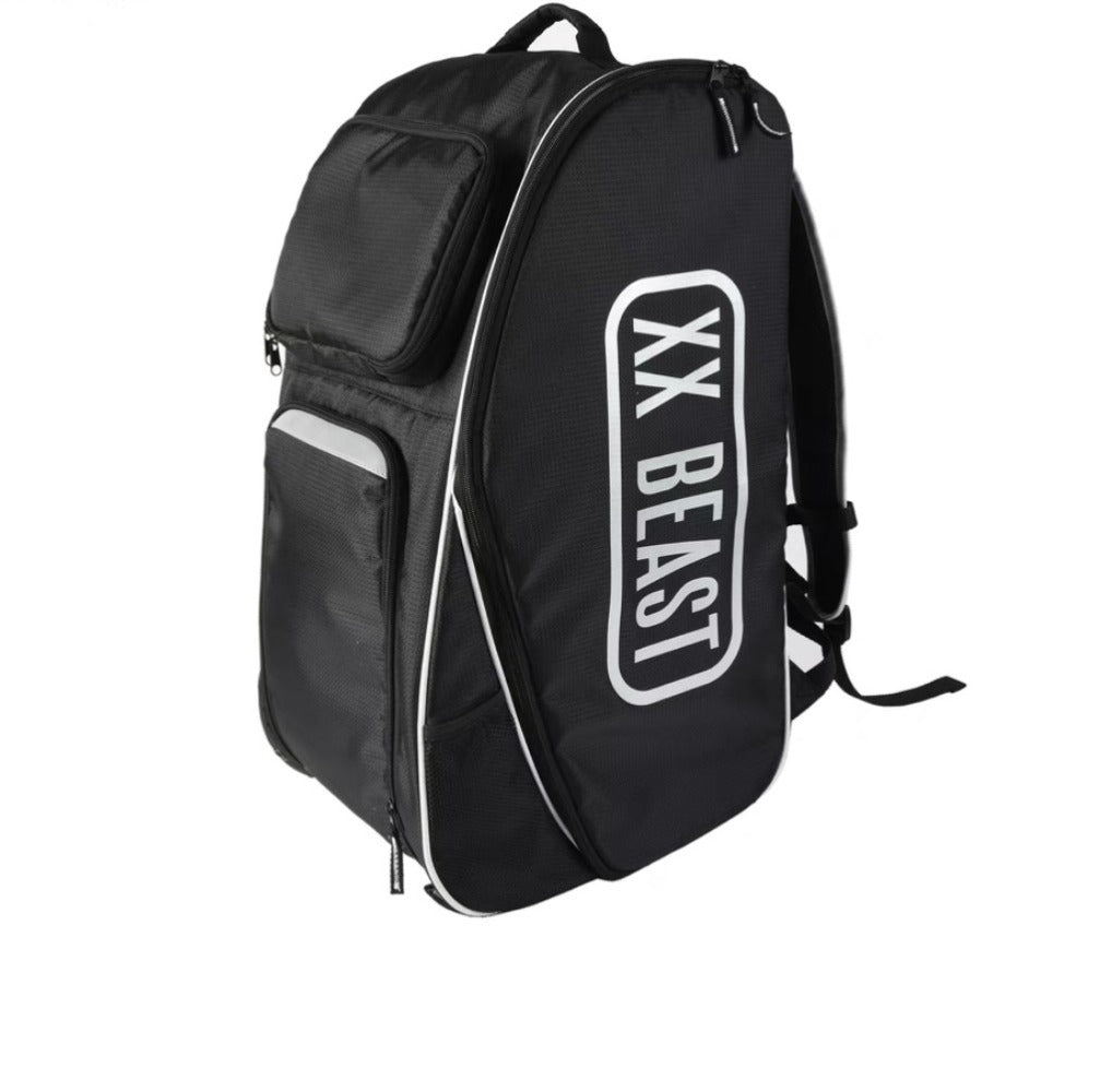 XX Beast Sports Backpack forFlag football, Large Athletic Equipment Bag, Black with White Logo, 24x13.3x12.6 inches