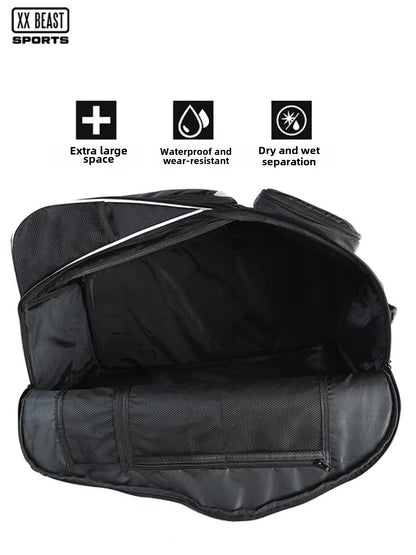 XX Beast Sports Backpack forFlag football, Large Athletic Equipment Bag, Black with White Logo, 24x13.3x12.6 inches