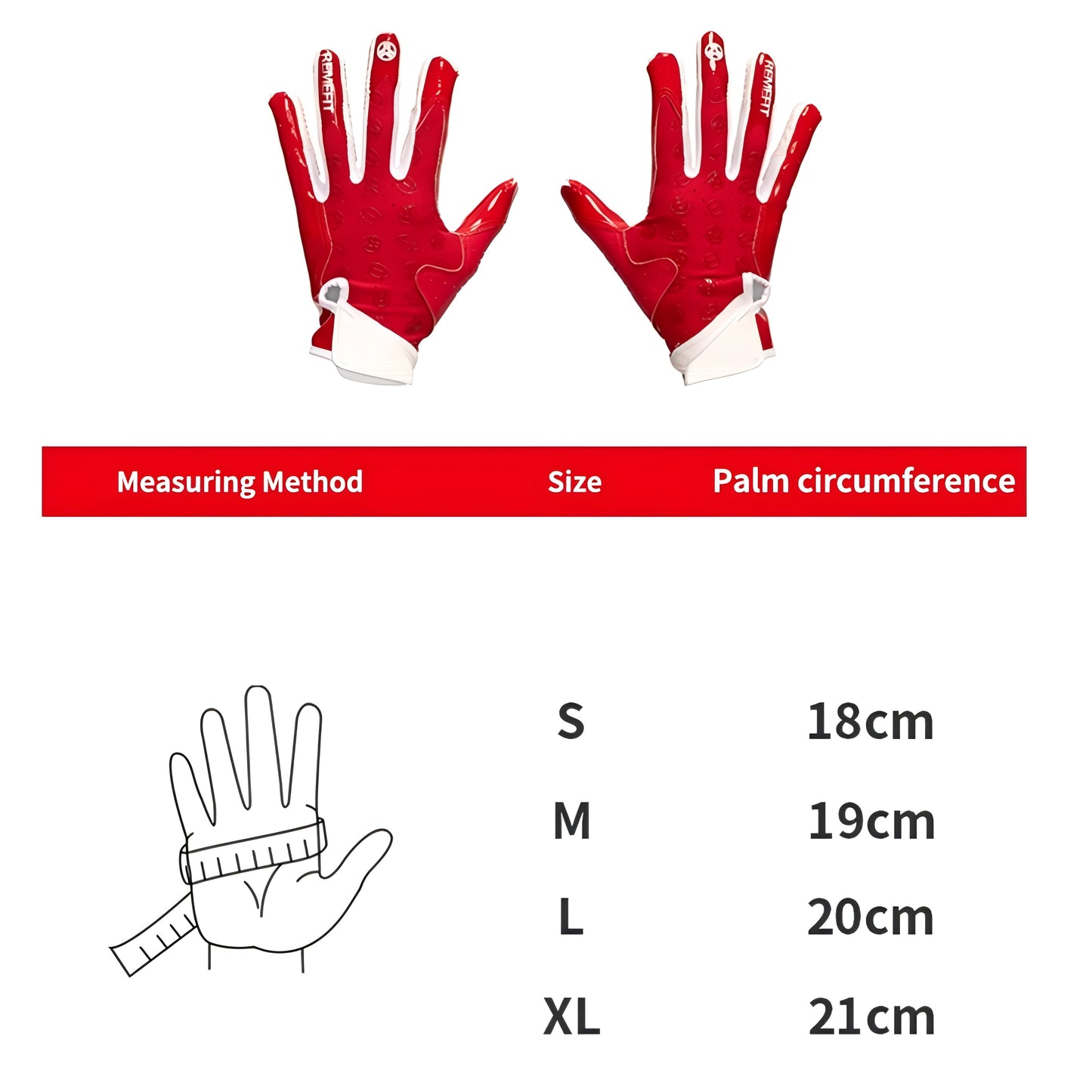 XXBEAST Red Football Gloves - Adult and Youth Sizes